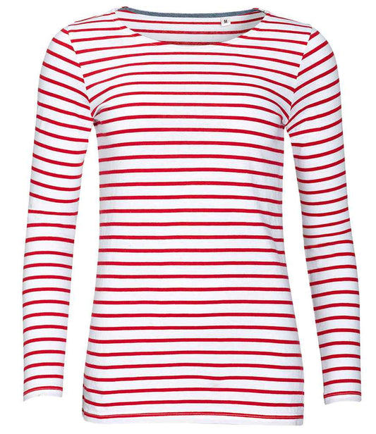 SOLS SOL01403 SOL'S Ladies Marine Long Sleeve Striped T-Shirt - COOZO