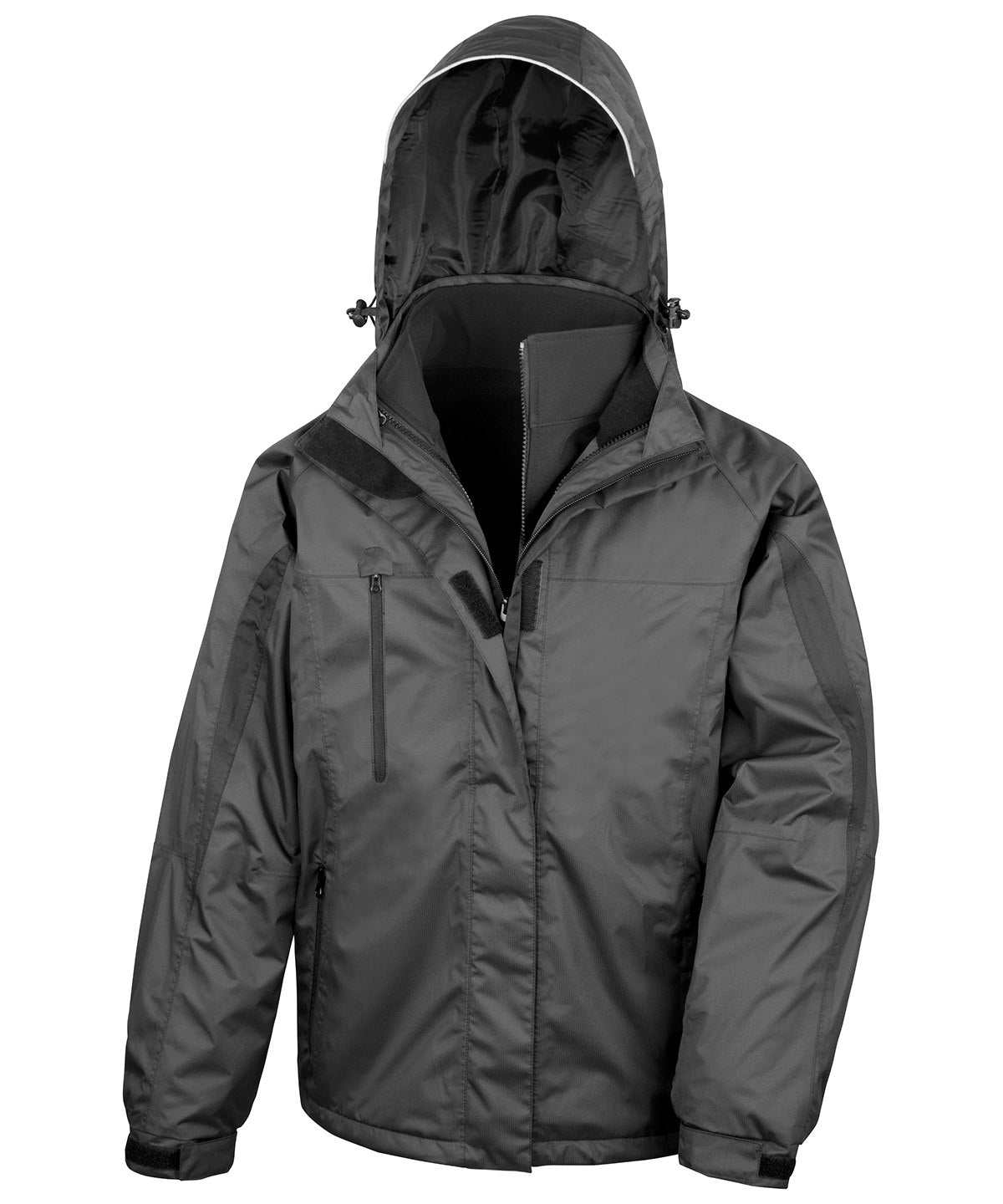 Result Men's 3-in-1 Journey Jacket with softshell inner 100% Polyester ripstop Breathable wind proof (R400M) - COOZO