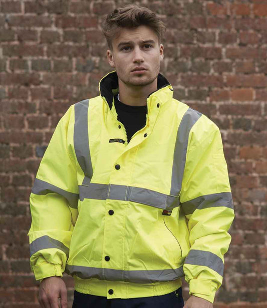 Warrior DWHV10 Hi-Vis Fleece Lined Bomber Jacket