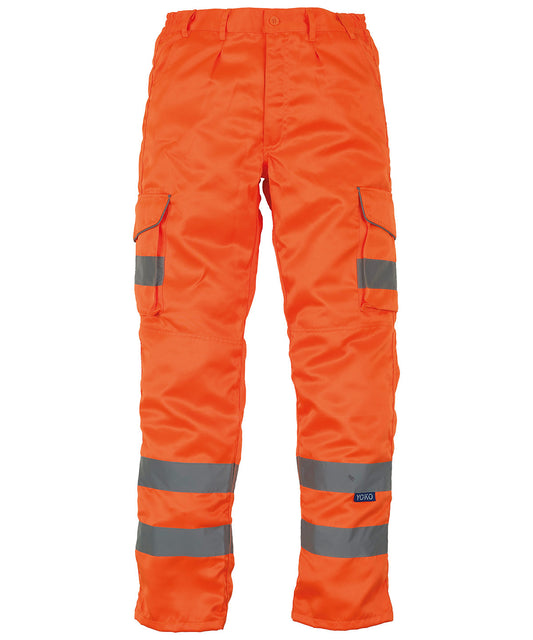 Yoko HV018T-3M Mens Hi-Vis Cargo Trousers with Knee Pad Pockets - COOZO