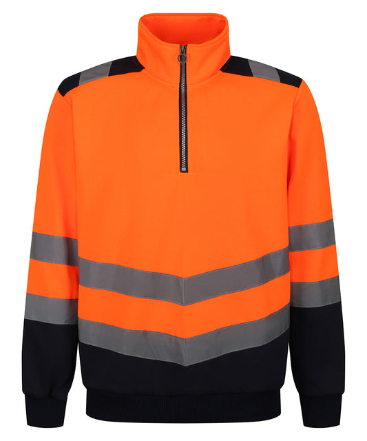 Regatta TRF670 Protective durable and moisture-resistant Pro hi-vis 1/4-zip sweatshirt