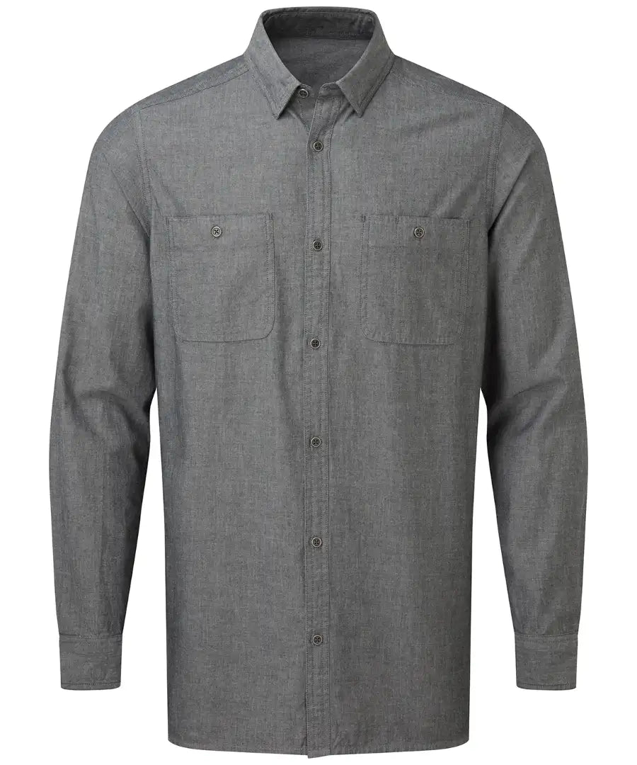 Premier PR247 Men's Chambray shirt, organic and Fairtrade certified 100% Cotton