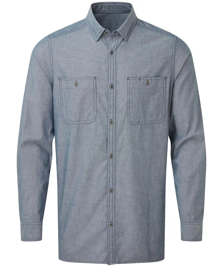 Premier PR247 Men's Chambray shirt, organic and Fairtrade certified 100% Cotton