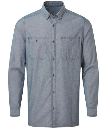 Premier PR247 Men's Chambray shirt, organic and Fairtrade certified 100% Cotton