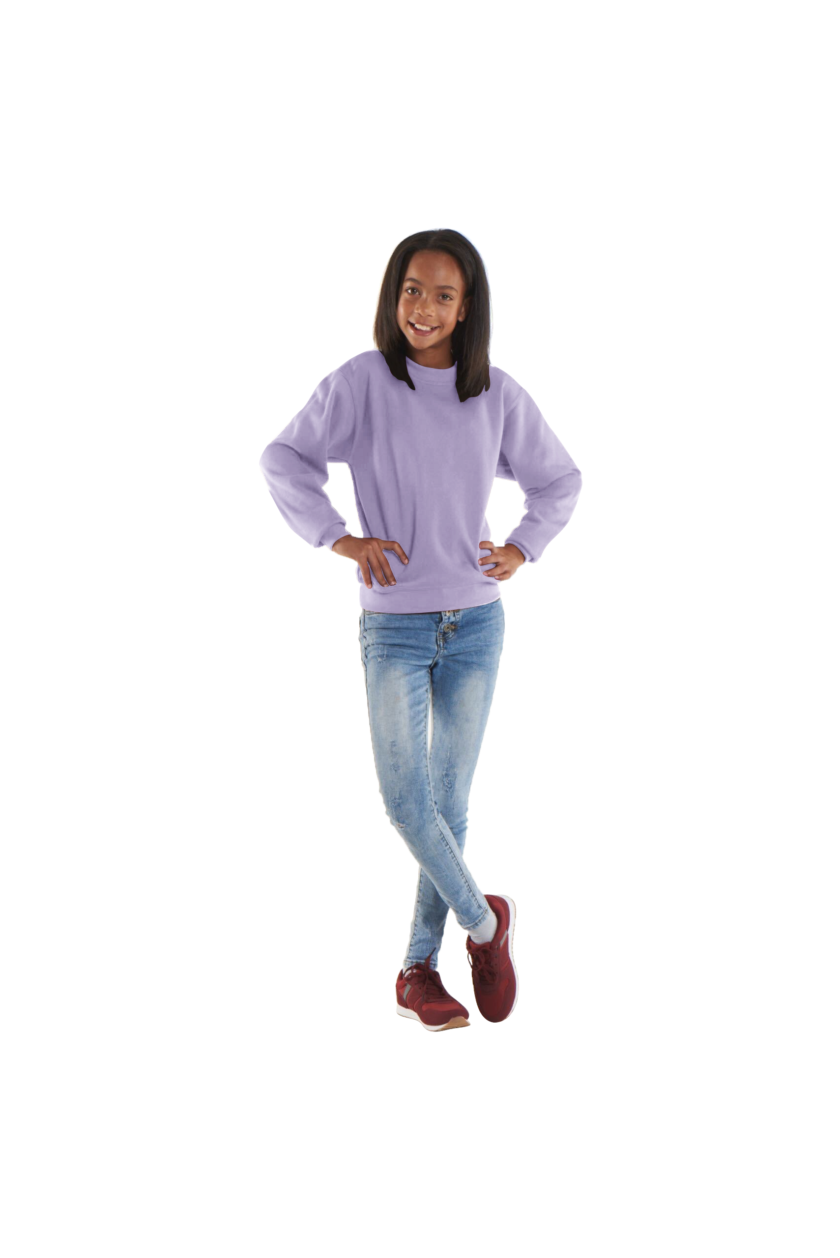 Uneek UX7 Children's Sweatshirt Reactive Dyed Lycra Ribbed Cuffs Welt & Neck - COOZO