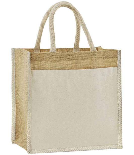 Westford Mill W483 Cotton Pocket Natural Starched Jute Midi Tote