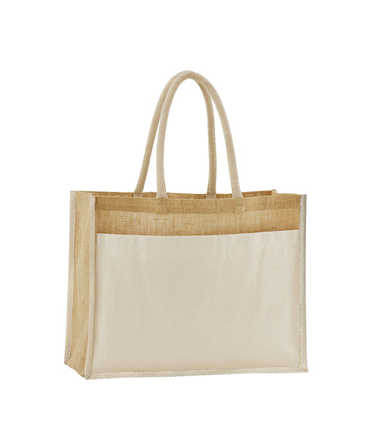 Westford Mill WM480 Cotton pocket natural starched jute shopper