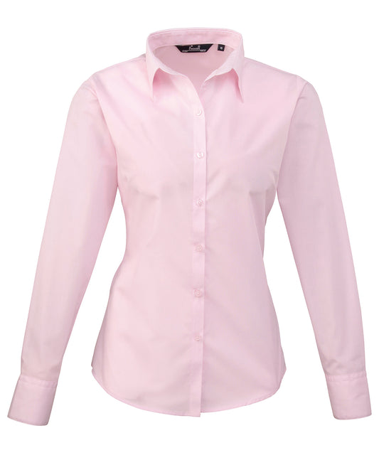 Premier Ladies Long Sleeve Poplin Blouse (PR300) Core Colors - COOZO