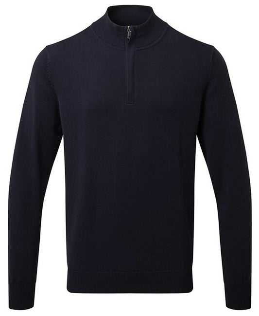 Asquith & Fox AQ048 Mens Cotton Blend 1/4 Zip Sweater - COOZO