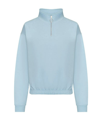 AWDis JH037 Just Hoods Ladies Cropped 1/4 Zip Sweatshirt - COOZO