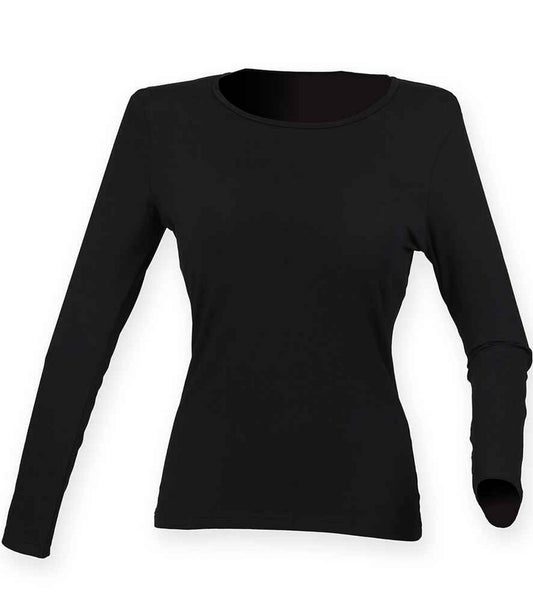 Skinni Fit ST124 SF Ladies Feel Good Long Sleeve Stretch T-Shirt - COOZO